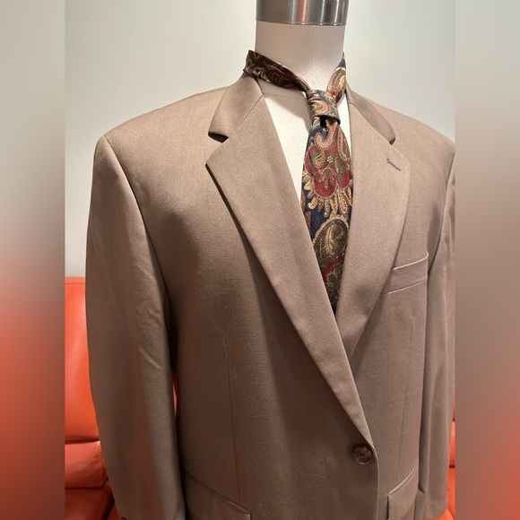 Chaps Brown Tan Pure New Wool Pure Laine Vierge Single Breasted Blazer S… - Picture 2 of 15